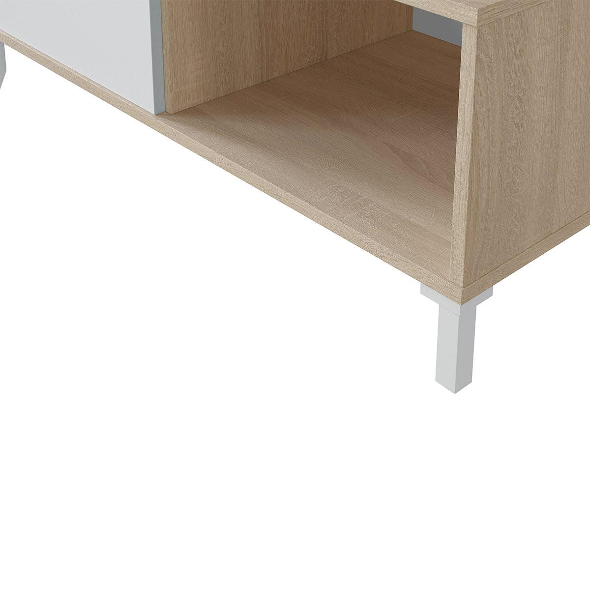 COUCHTISCH mit 2 Aufbewahrungsnischen Brooklyn - L100 cm - Weiß, Holzwerkstoff (50/100/40cm) - Calicosy