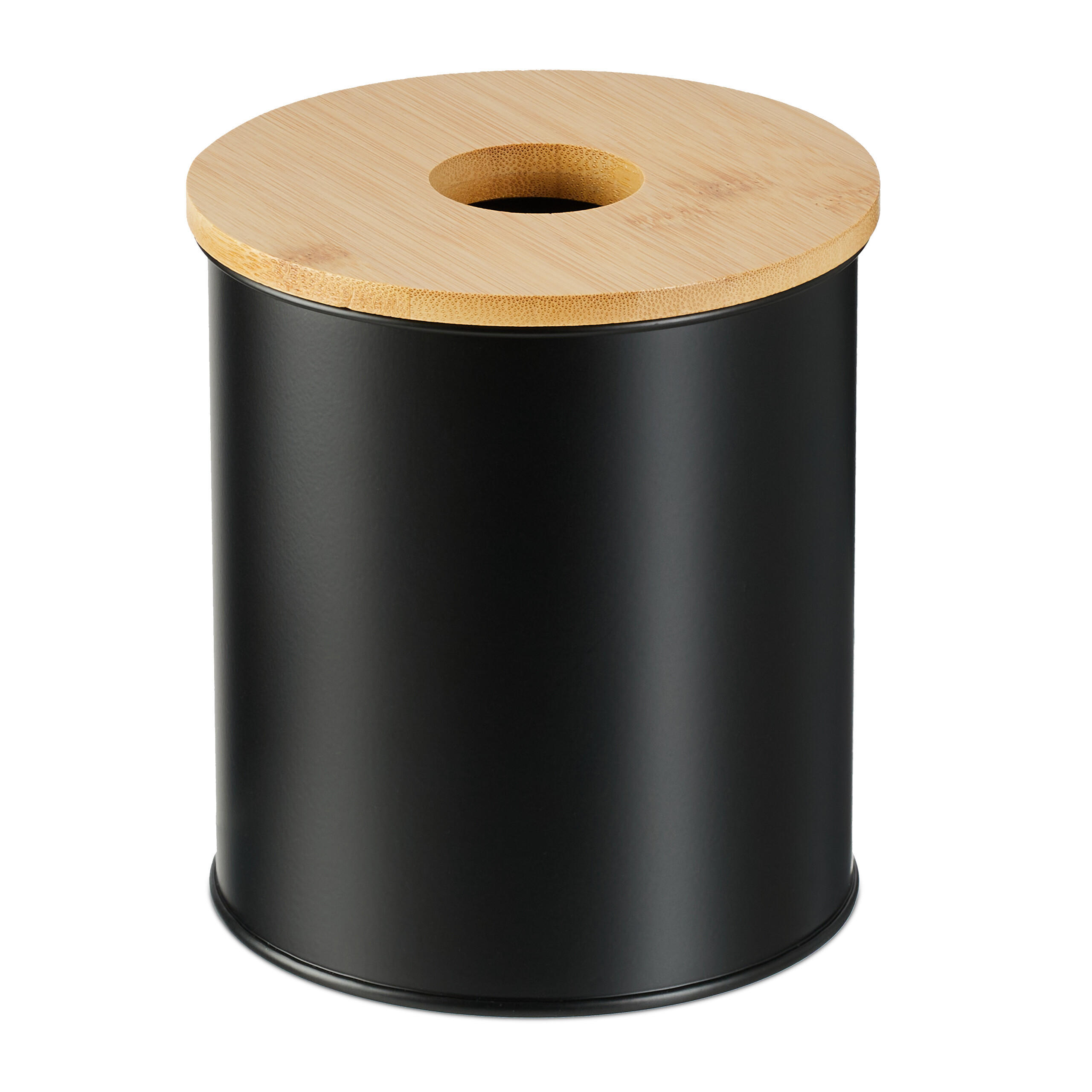 COȘ negru baie 2 l capac din bambus