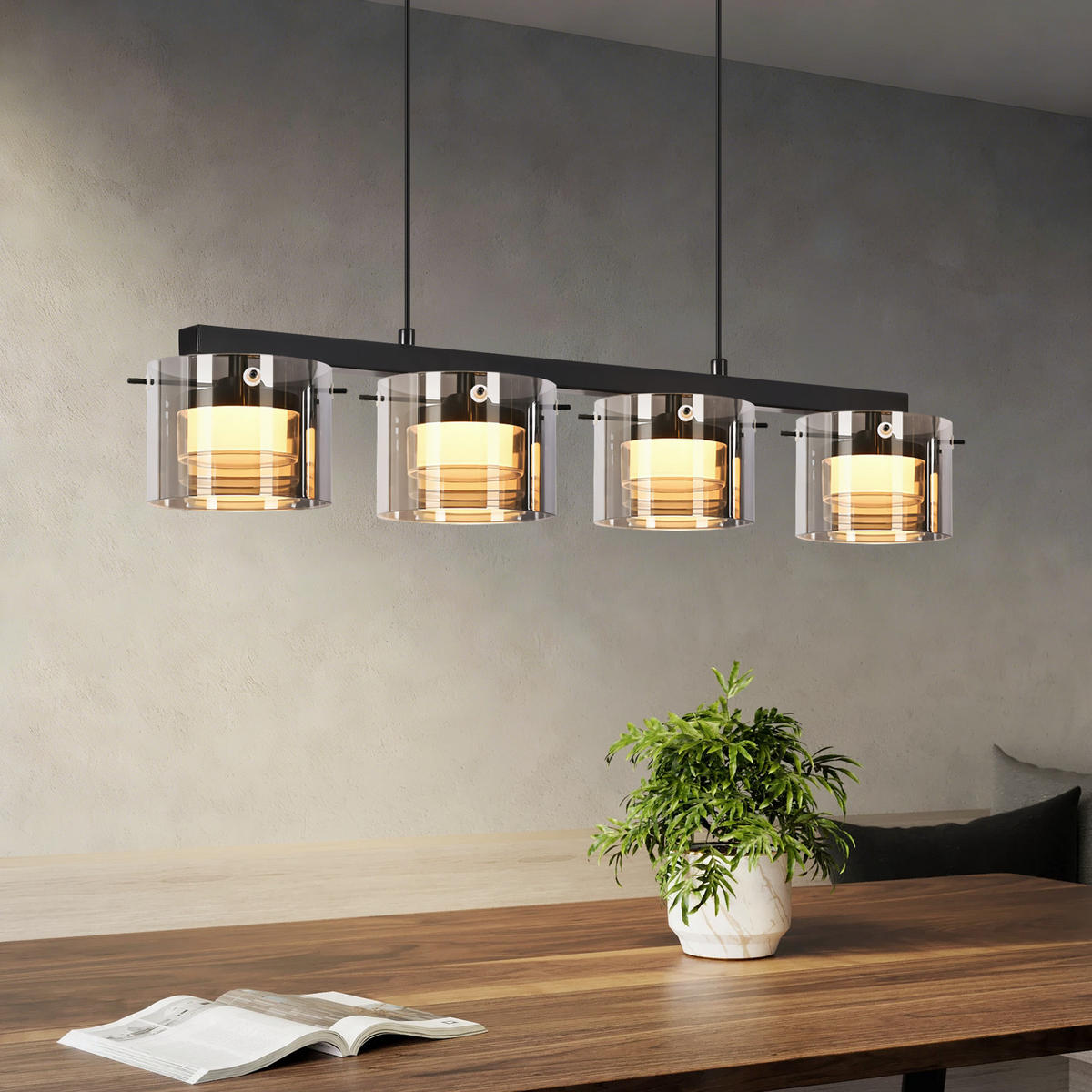 LED PENDELLEUCHTE 12/157/72cm - Schwarz, Metall (157/12/72cm) - Nettlife