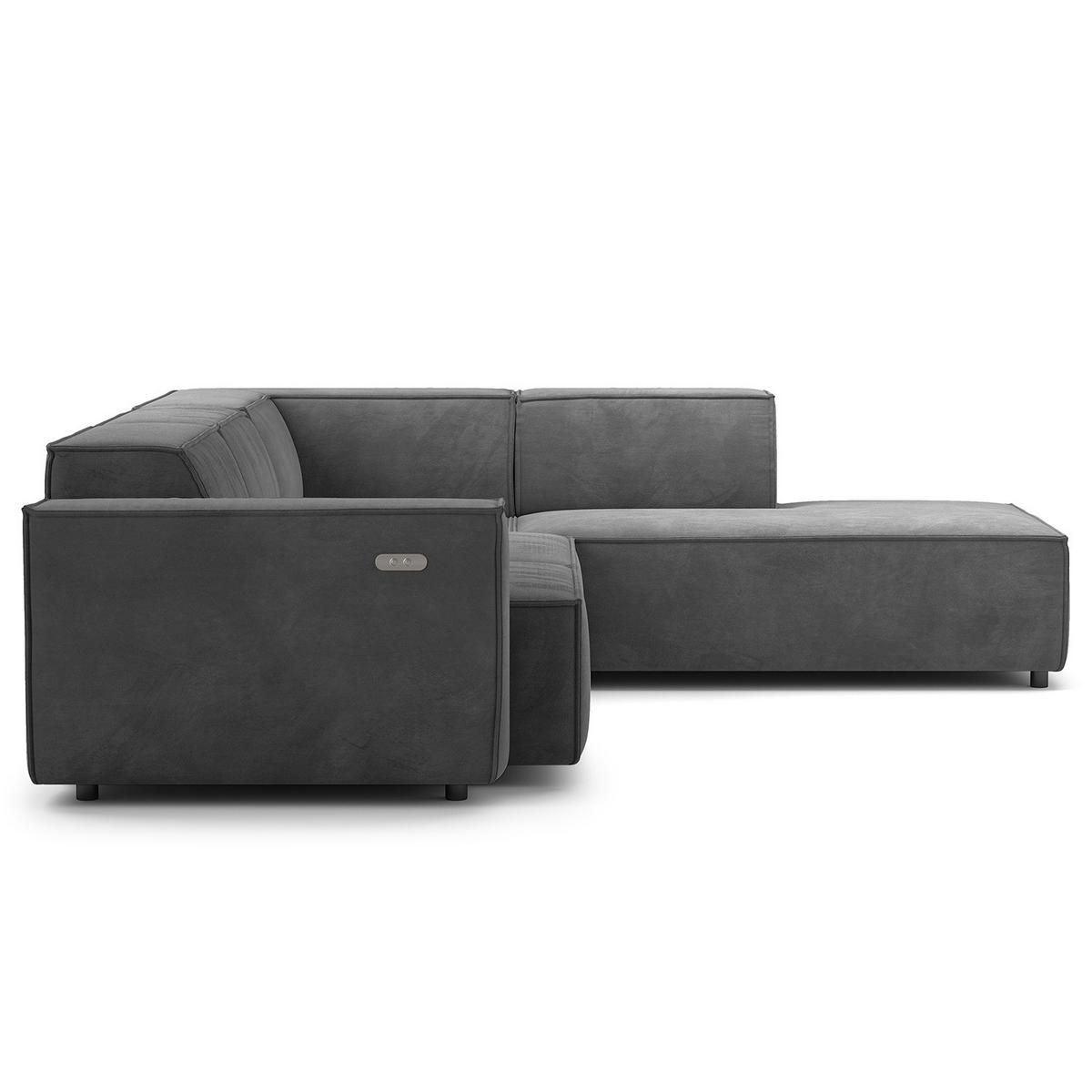 ECKSOFA mit Ottomane - Schwarz/Grau, Kunststoff/Textil (260/234cm) - home24