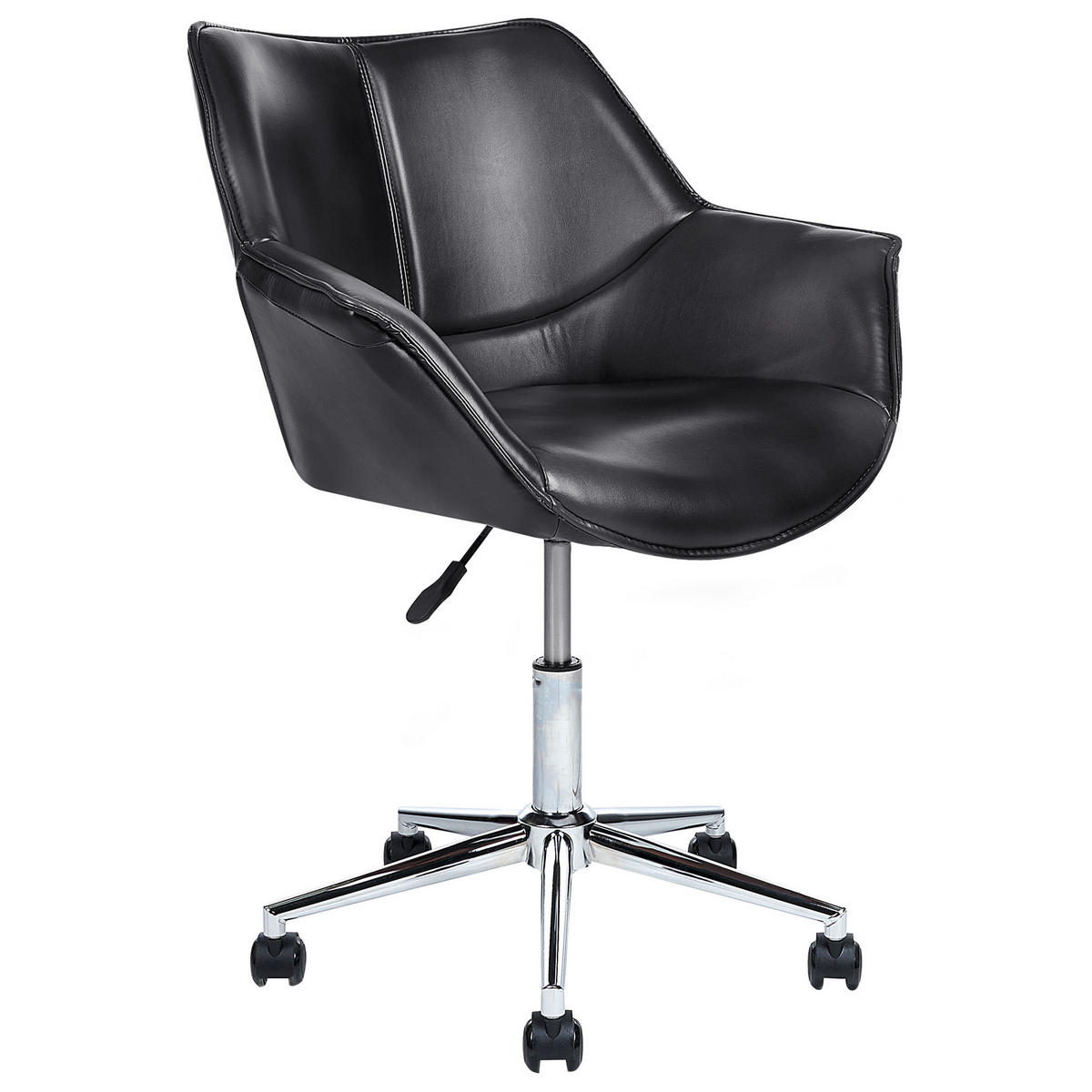 BÜROSTUHL Kunstleder Schwarz Newdale - Schwarz, Textil/Metall (62/79/62cm) - Beliani