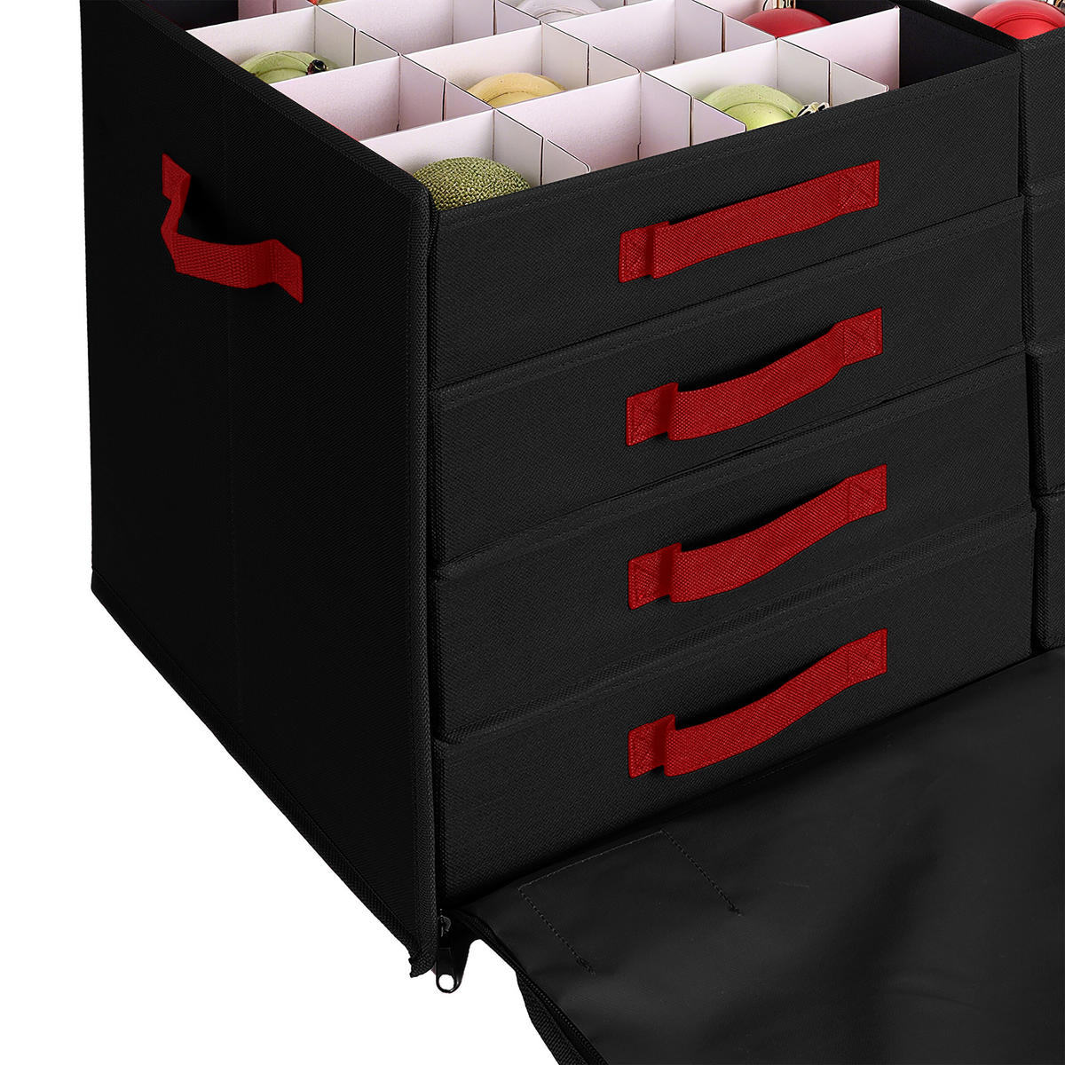 WEIHNACHTSKUGEL-AUFBEWAHRUNGSBOX - Schwarz, Wellpappe/Textil (73/40/36.5cm) - Relaxdays