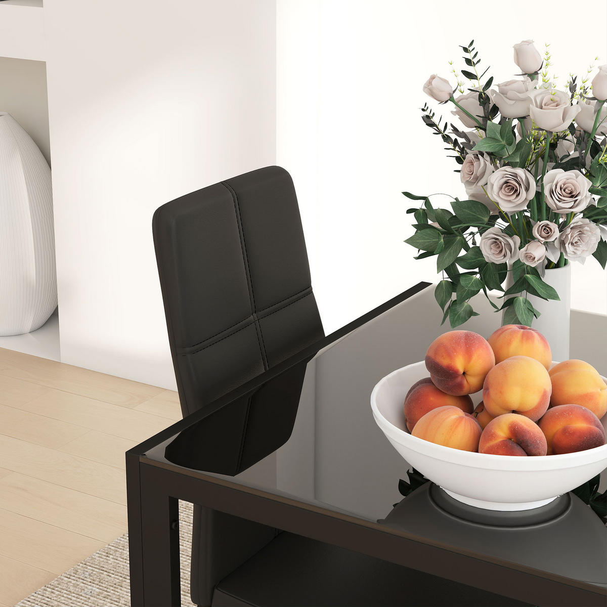 ESSGRUPPE Esstisch mit 2 Stühlen Platzsparend Esszimmergruppe Sitzgruppe - Schwarz, Metall (75/75/75cm) - HOMCOM