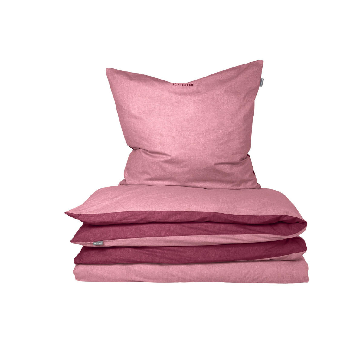BETTWÄSCHESET Doubleface - Feinbiber - 2-teilig - 155 x 220 cm - Rosa - Rosa, Textil (155/220cm) - SCHIESSER