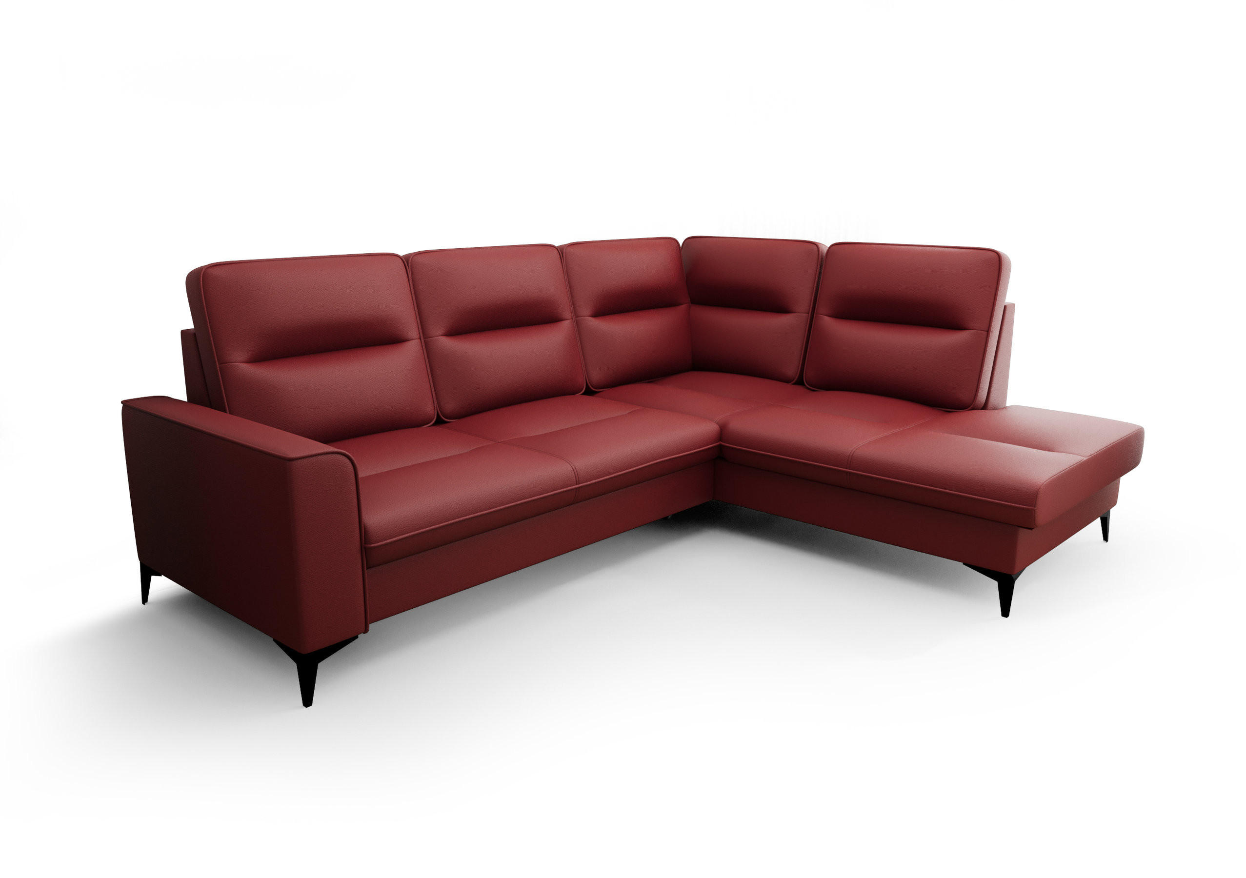 ECKSOFA KONGO RBN14, Eckcouch in L-Form mit Schlaffunktion, Farbe: Rot, Kunstleder, Ottomane Rechts - Rot, Textil (260/200cm) - O-Sofa
