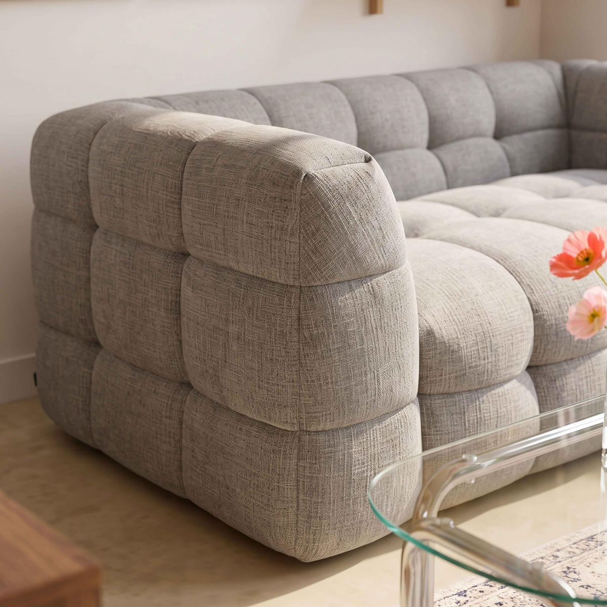 SOFA 3-Sitzer, Grau - Grau, Holz/Textil (228/69/102cm) - Oviala