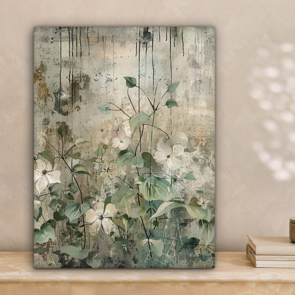 LEINWANDBILD - Blumen - Blätter - Abstrakt - Modern - 30x40 - Bilder - Grau, Textil (30/40cm) - MuchoWow
