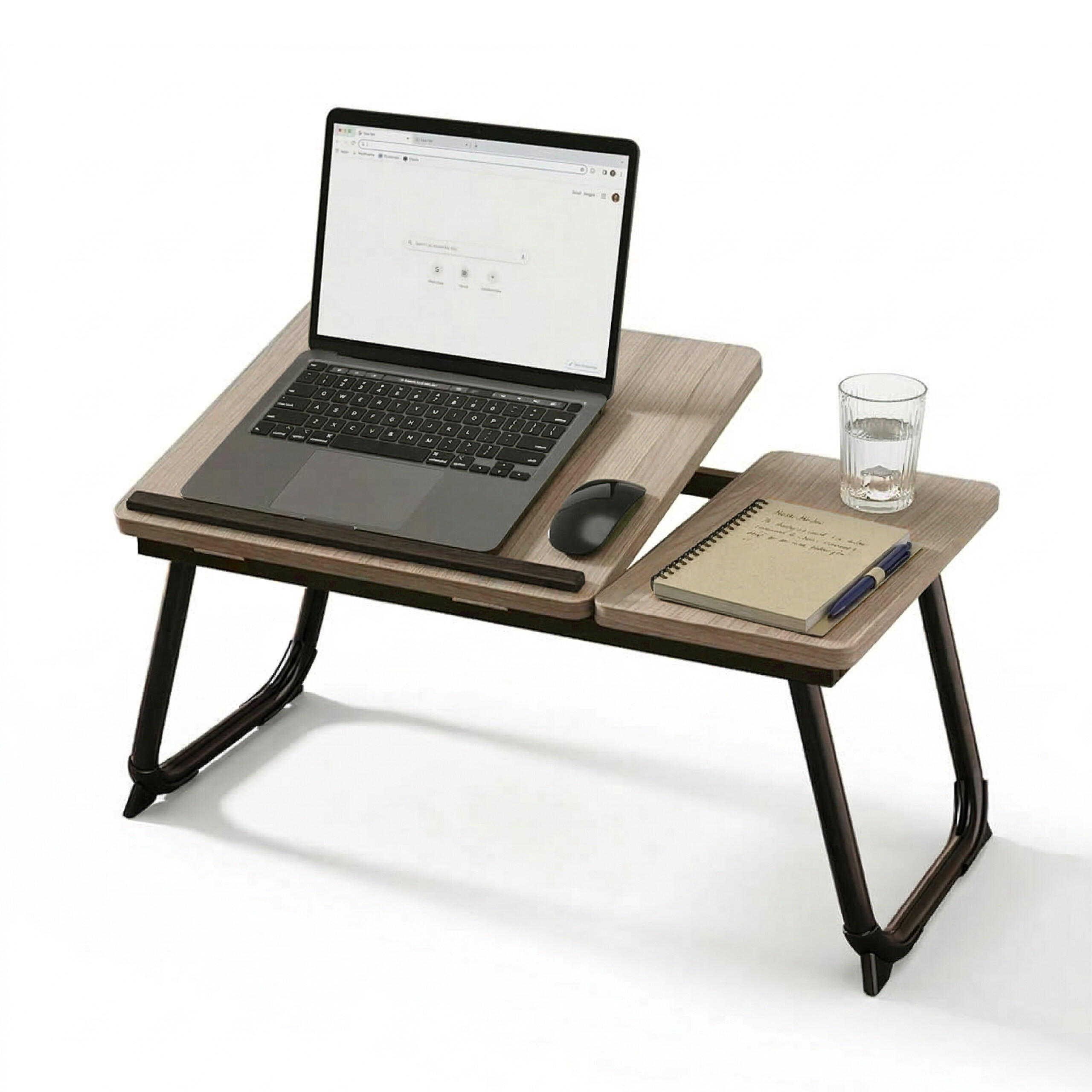 LAPTOPTISCH - Dunkelbraun, Holzwerkstoff/Metall (33/56/23.5cm) - Relaxdays