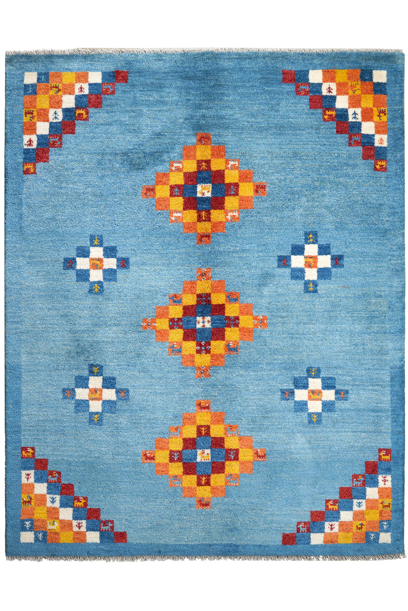 TEPPICH Gabbeh Sonnat Blau 194/153 cm Schurwolle - Blau, Textil (153/194cm) - Looma