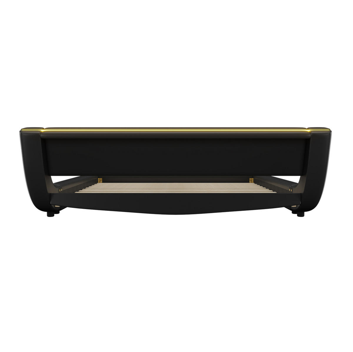 BETT 160/200 cm Schwarz aus PU mit LED-Umgebungslicht - Schwarz, Kunststoff (160/200cm) - OKMYHOME