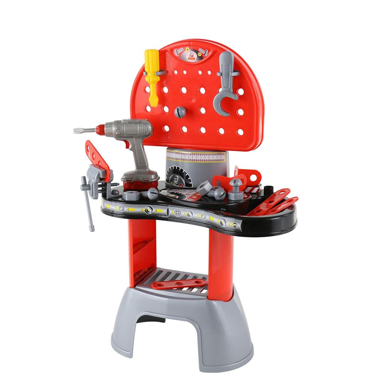SPIELERKZEUG Kinderwerkstatt 43221 rot Werkzeugwagen, Elektroschrauber, Schraubendreher, Zubehör, Kunststoff - Rot, Kunststoff (30/75/49cm) - Polesie