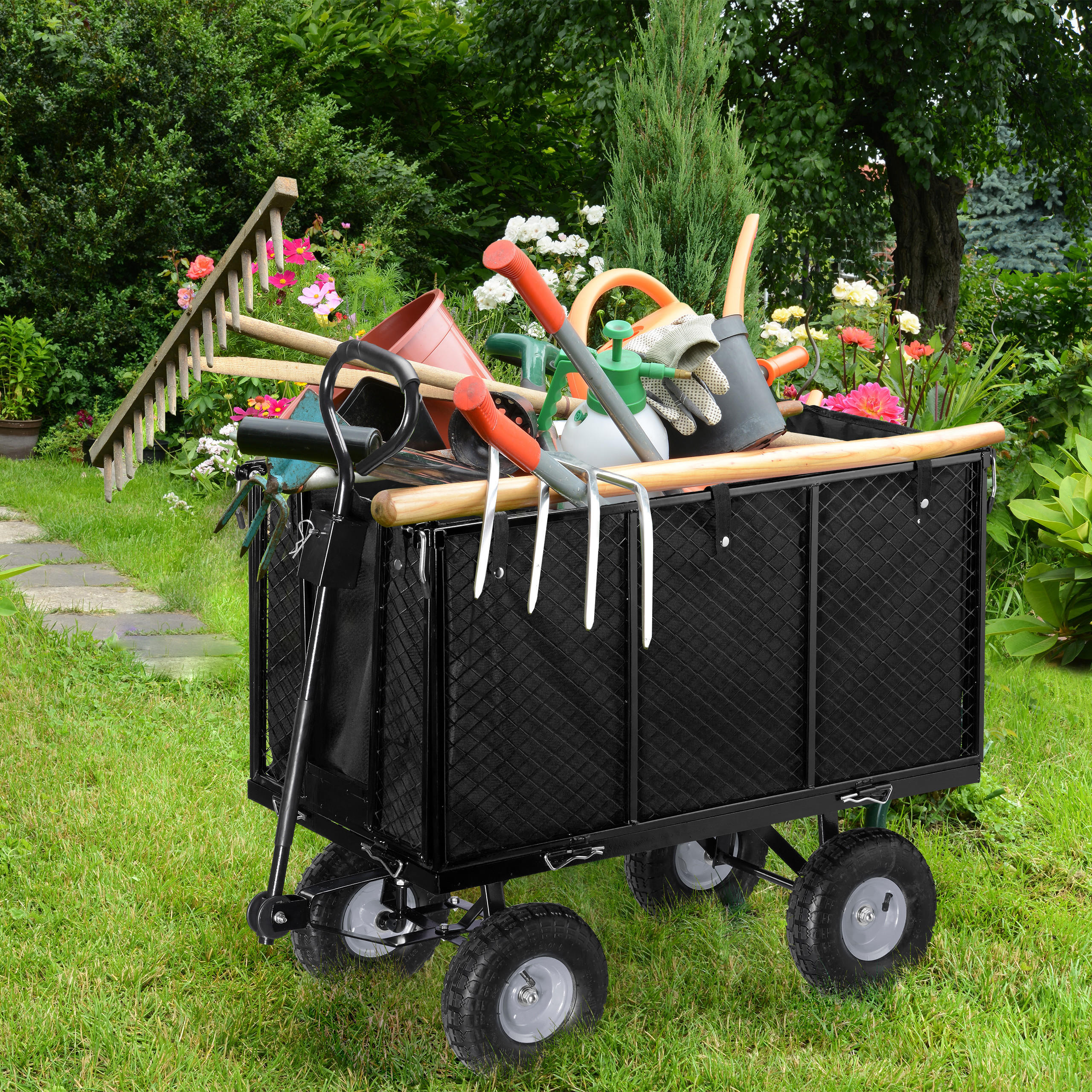 HANDWAGEN - Schwarz, Kunststoff/Metall (51/83/110cm) - Relaxdays