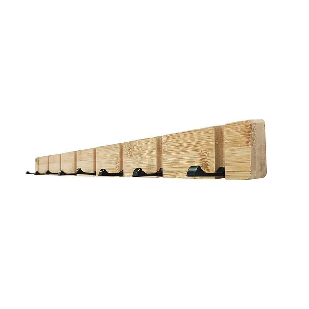GARDEROBENLEISTE HOOK inkl. Haken und Magnete - Bambus - 8 x Haken - Naturfarben, Holz (82/5.5/2cm) - Home Deluxe
