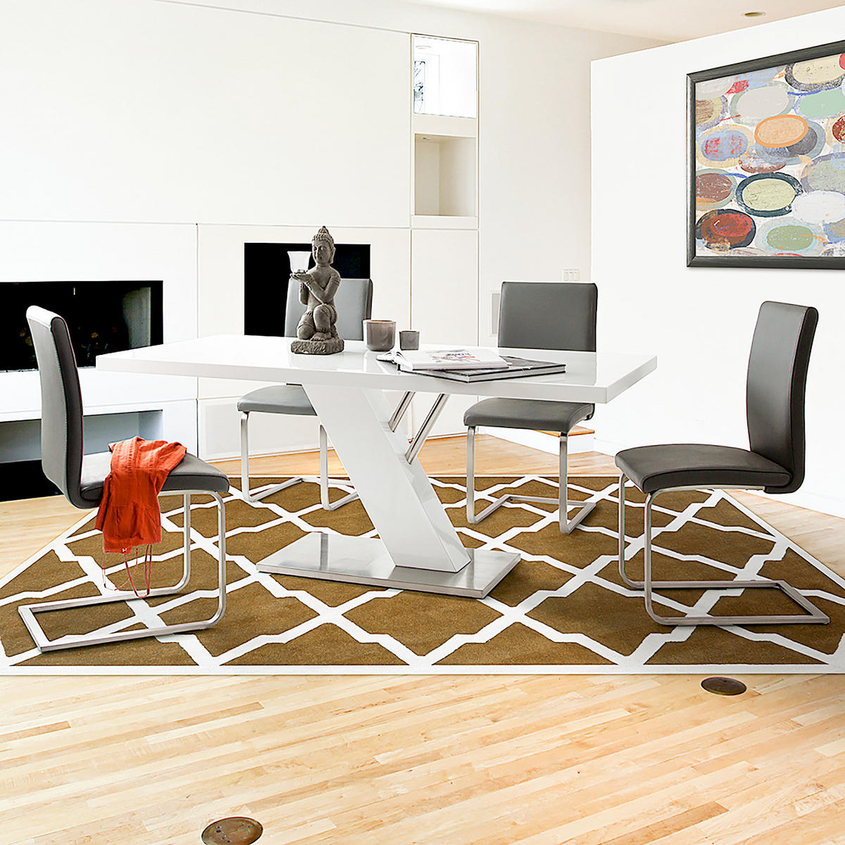 FREISCHWINGER - 2er-Set - Echtleder - Grau, Leder/Metall (44/98/58cm) - home24