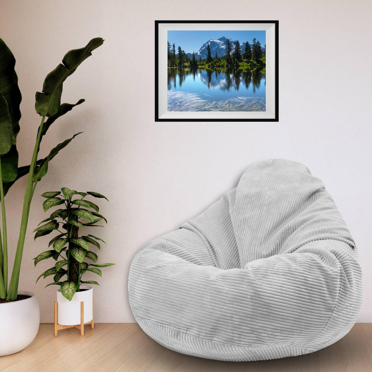 SITZSACK PARADISE MIT FUßSTÜTZE Kordsamt 2-tlg Cool Gray M - Hellgrau/Grau, Textil (90/100/90cm) - Dreamroots