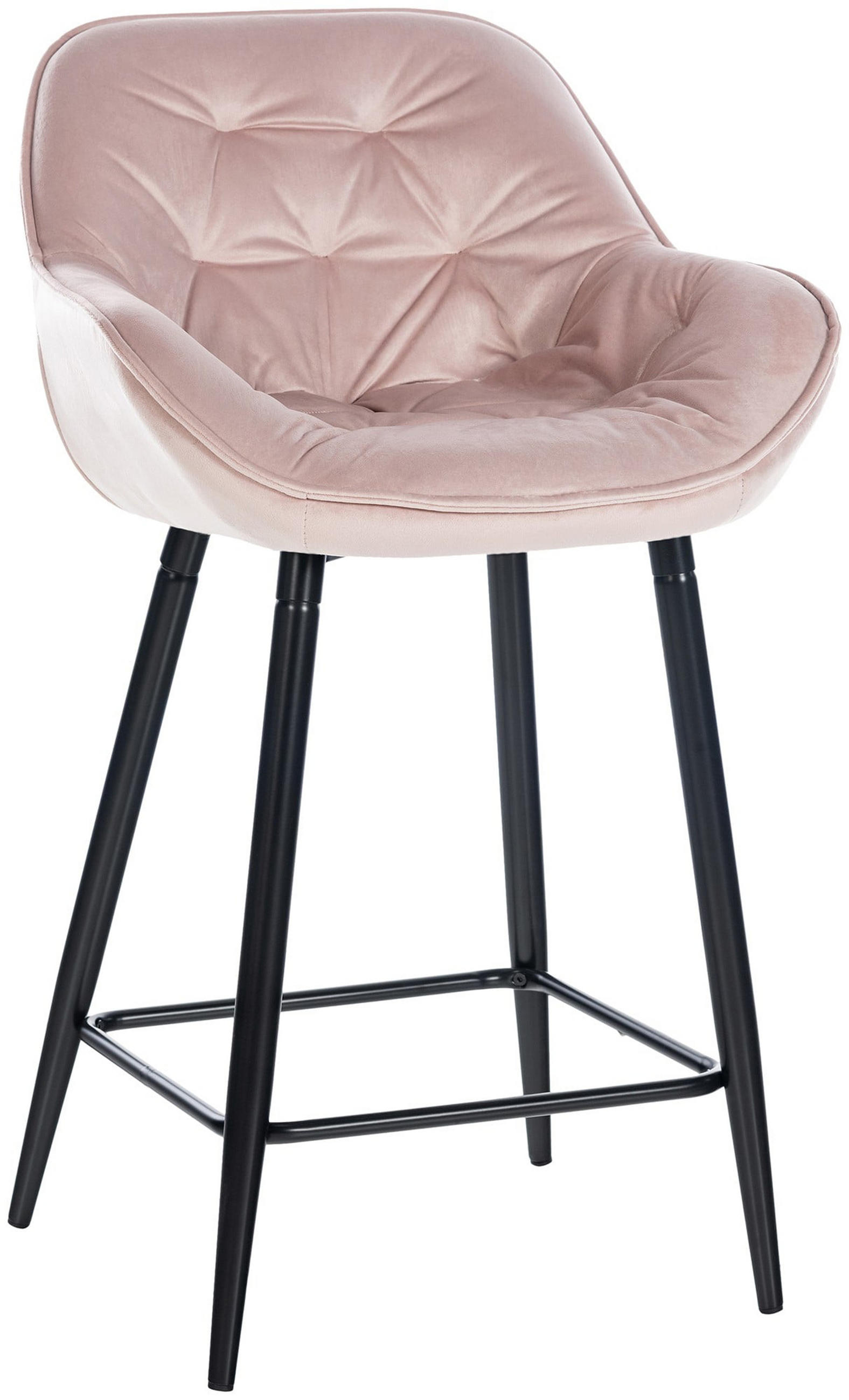 BARHOCKER Gibal Samt pink - Schwarz/Rosa, Textil/Metall (54/93.5/57.5cm) - TPFLiving