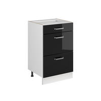 KÜCHENUNTERSCHRANK R-Line, Schwarz Hochglanz/Weiß, 50 cm ohne Arbeitsplatte - Schwarz Hochglanz/Weiß, Holzwerkstoff (50/81.6/46cm) - Vicco