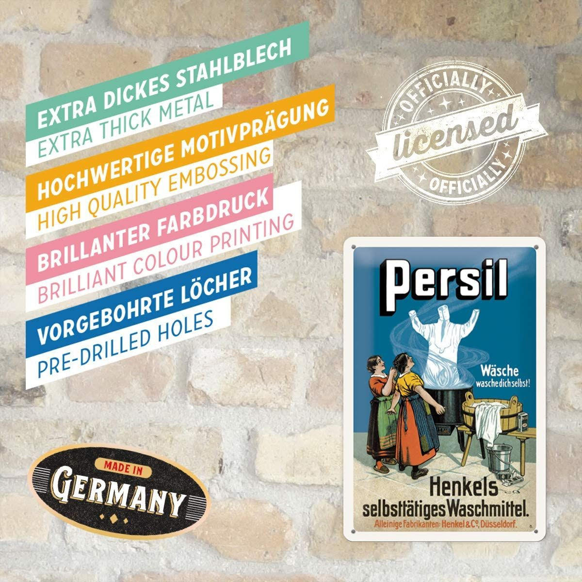 BLECHSCHILD 20/30 cm Persil Wäsche wasche Dich selbst - Multicolor, Metall (20/30/0.2cm) - Nostalgic-Art