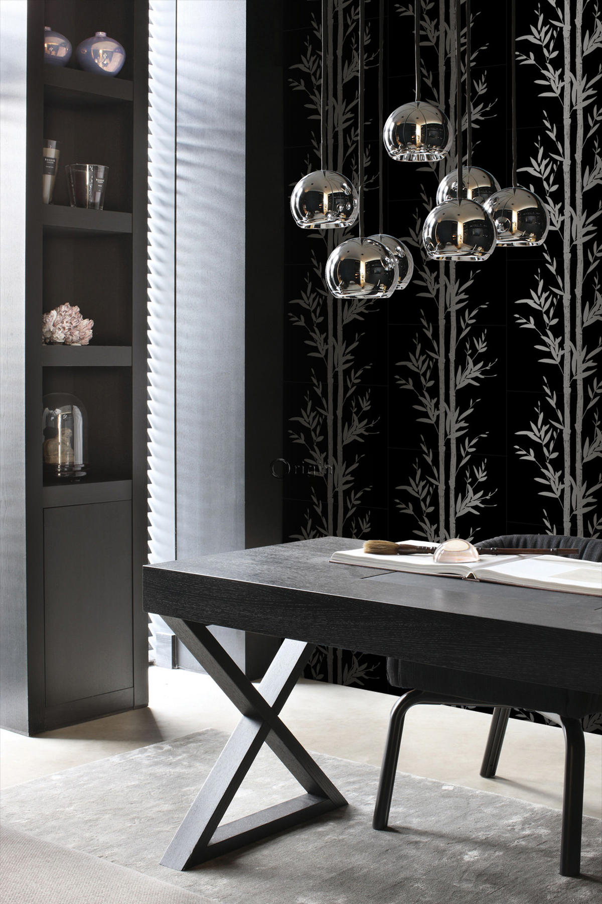 TAPETE Bambusmuster 53 cm x 10.05 m - Schwarz, Papier (53/1000cm) - Origin Wallcoverings