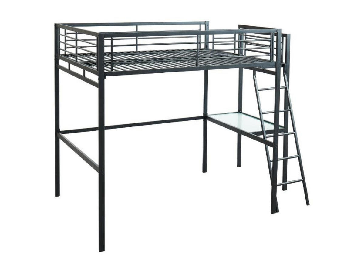 HOCHBETT mit Schreibtisch - 140 x 190 cm - Anthrazit - CASUAL II - Anthrazit, Metall - Vente-Unique