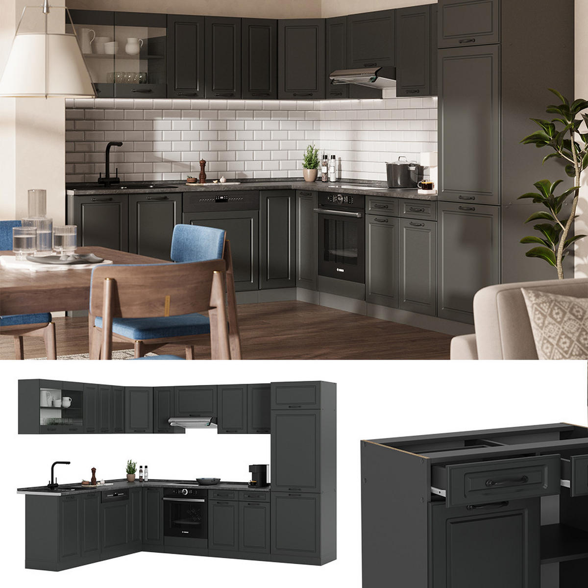 Anthrazit, Holzwerkstoff (287/81.6/60cm) - Vicco