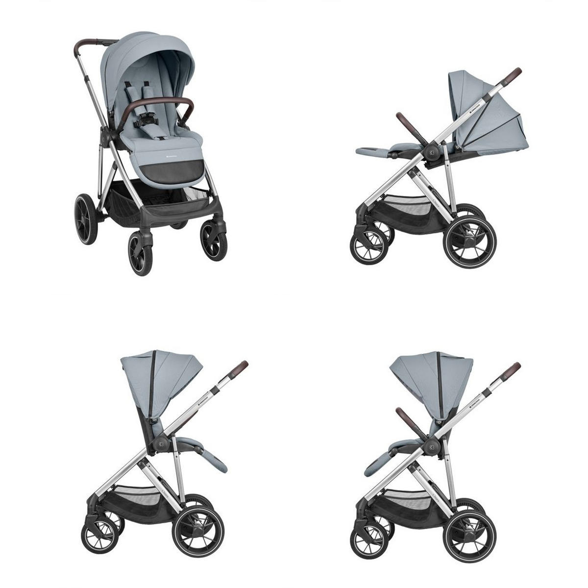 KOMBIKINDERWAGEN Chiara 3 in 1 grau Babyschale, Babywanne, faltbar, Tasche - Grau, Metall (95/58/108cm) - Kikka boo