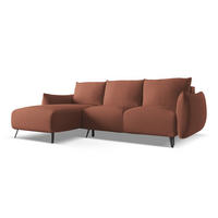 ECKSOFA mit Schlaffunktion Chenille Stoff Pink - Pink/Hellrosa, Textil/Metall (162/242cm) - Makamii