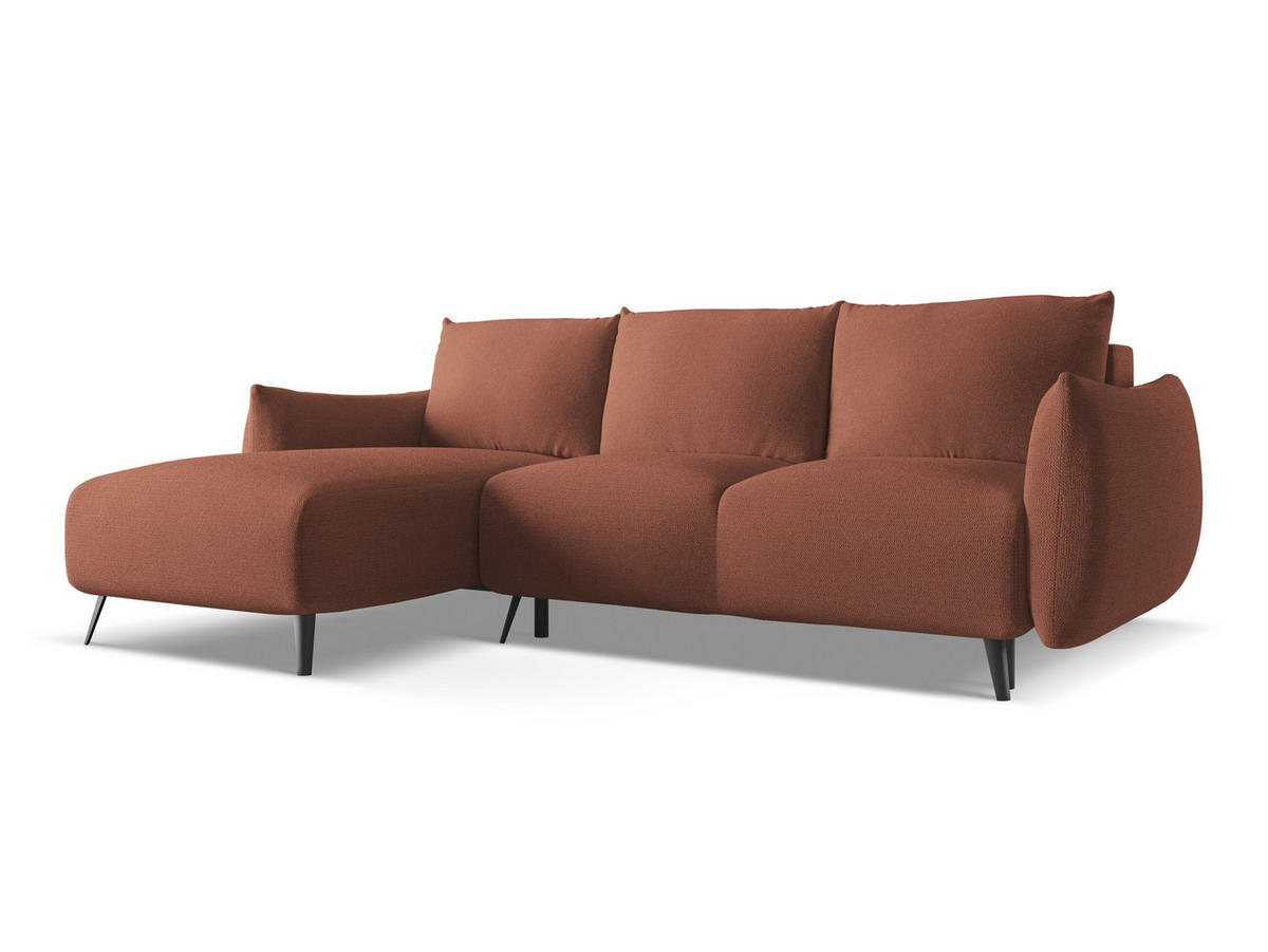 ECKSOFA mit Schlaffunktion Chenille Stoff Pink - Pink/Hellrosa, Textil/Metall (162/242cm) - Makamii