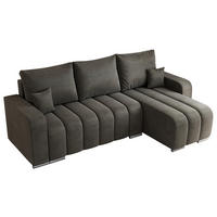 ECKSOFA KIRASSO L Dunkelgrau Velvet - Dunkelgrau/Grau, Textil (245/147cm) - MKS