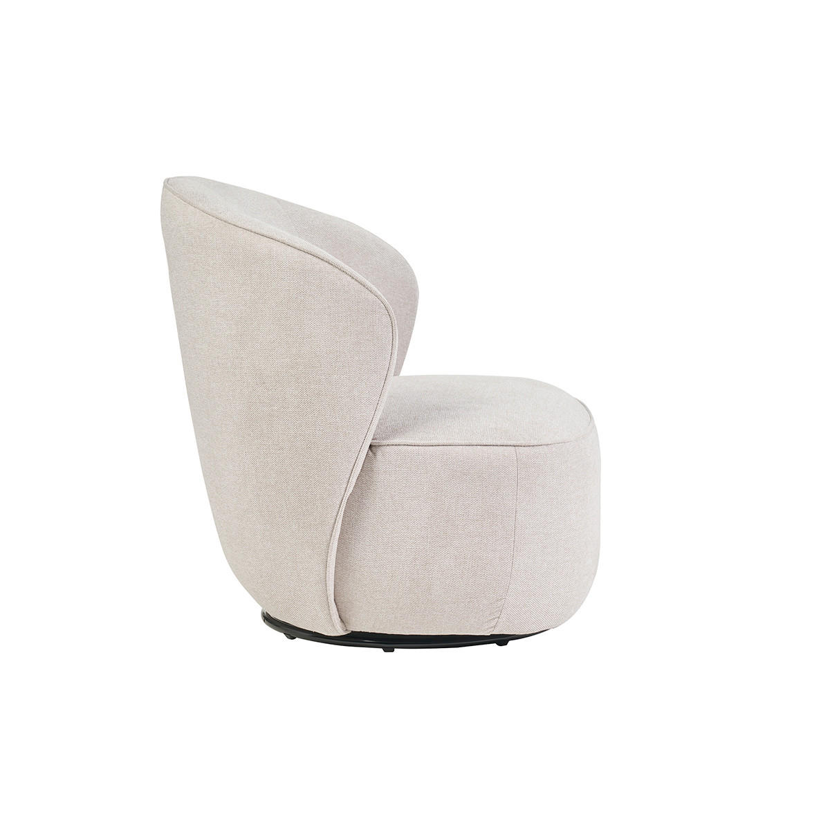 DREHSESSEL Beiger Stoff Strukturierter Samteffekt AMBER - Beige, Textil (81.5/81/74.5cm) - Miliboo