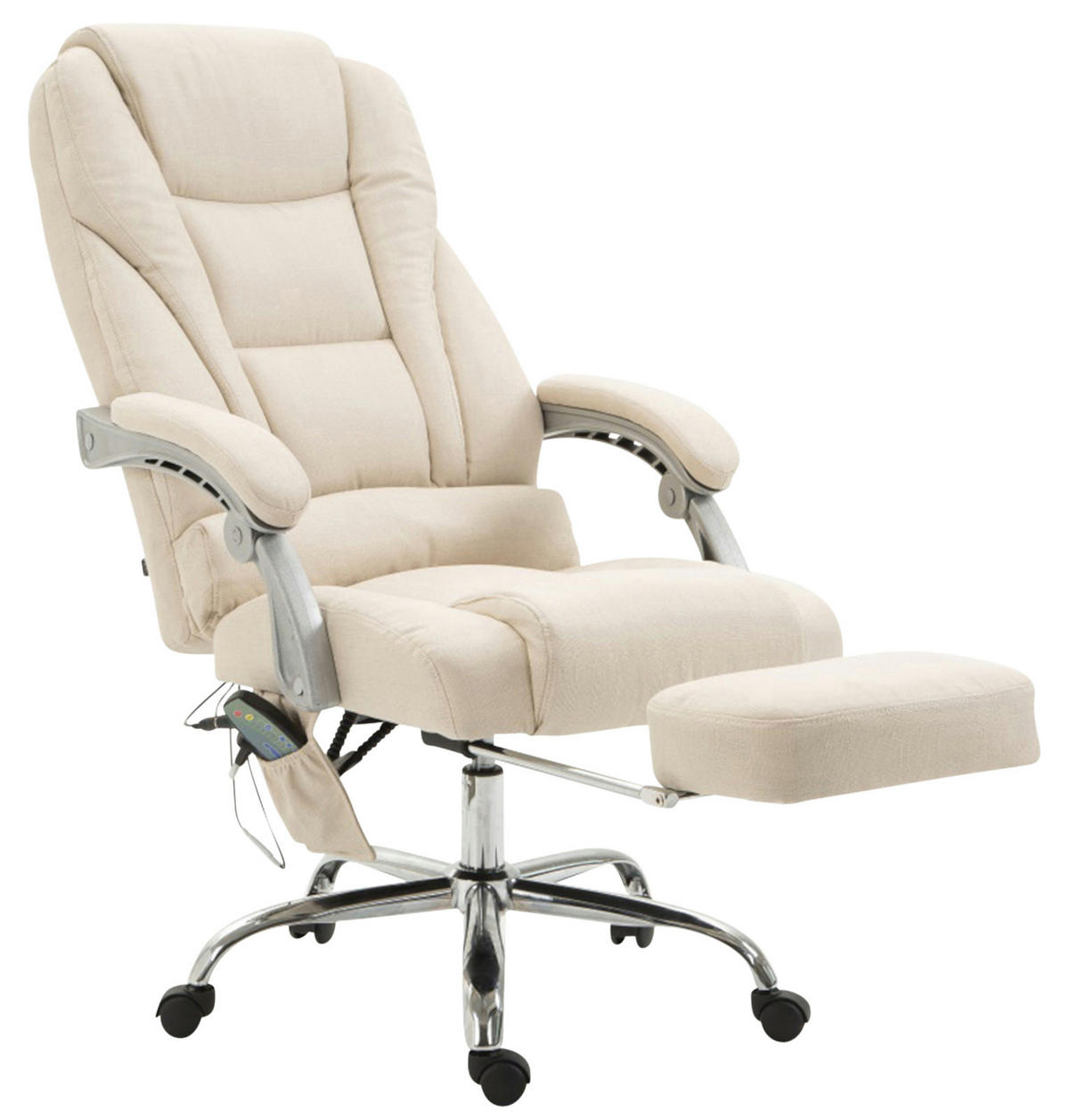 CHEFSESSEL Stoff creme - Chromfarben/Creme, Textil/Metall (68/118/64cm) - CLP