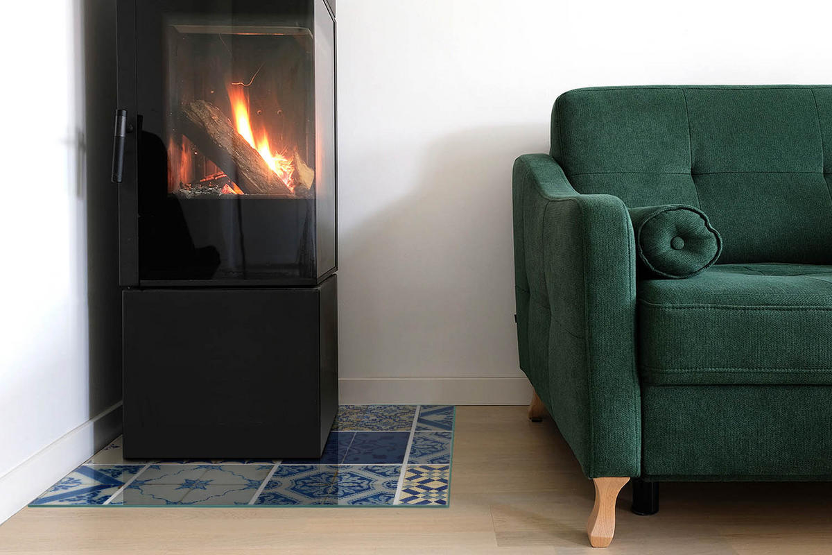 GLASPLATTE für Kamin 60x60 cm Blau - Blau, Glas (60/60/0.4cm) - ArtPrintCave