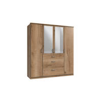 KLEIDERSCHRANK Click in Plankeneiche - Drehtürenschrank 179 cm Breite mit Spiegel - Braun, Holzwerkstoff (179/199/58cm)