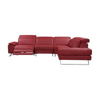 ECKSOFA Genius Echtleder mit 1 x Relaxfunktion Rot - Rot, Leder/Metall (264/230cm)