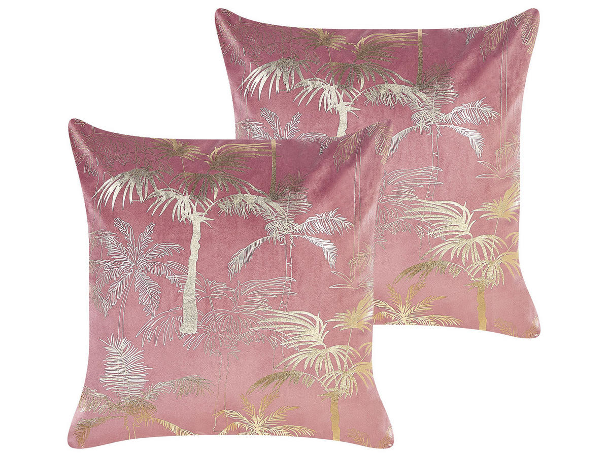 DEKOKISSEN 2er-Set Rosa 45/45 cm Caranday - Pink, Textil (45/45cm) - Beliani