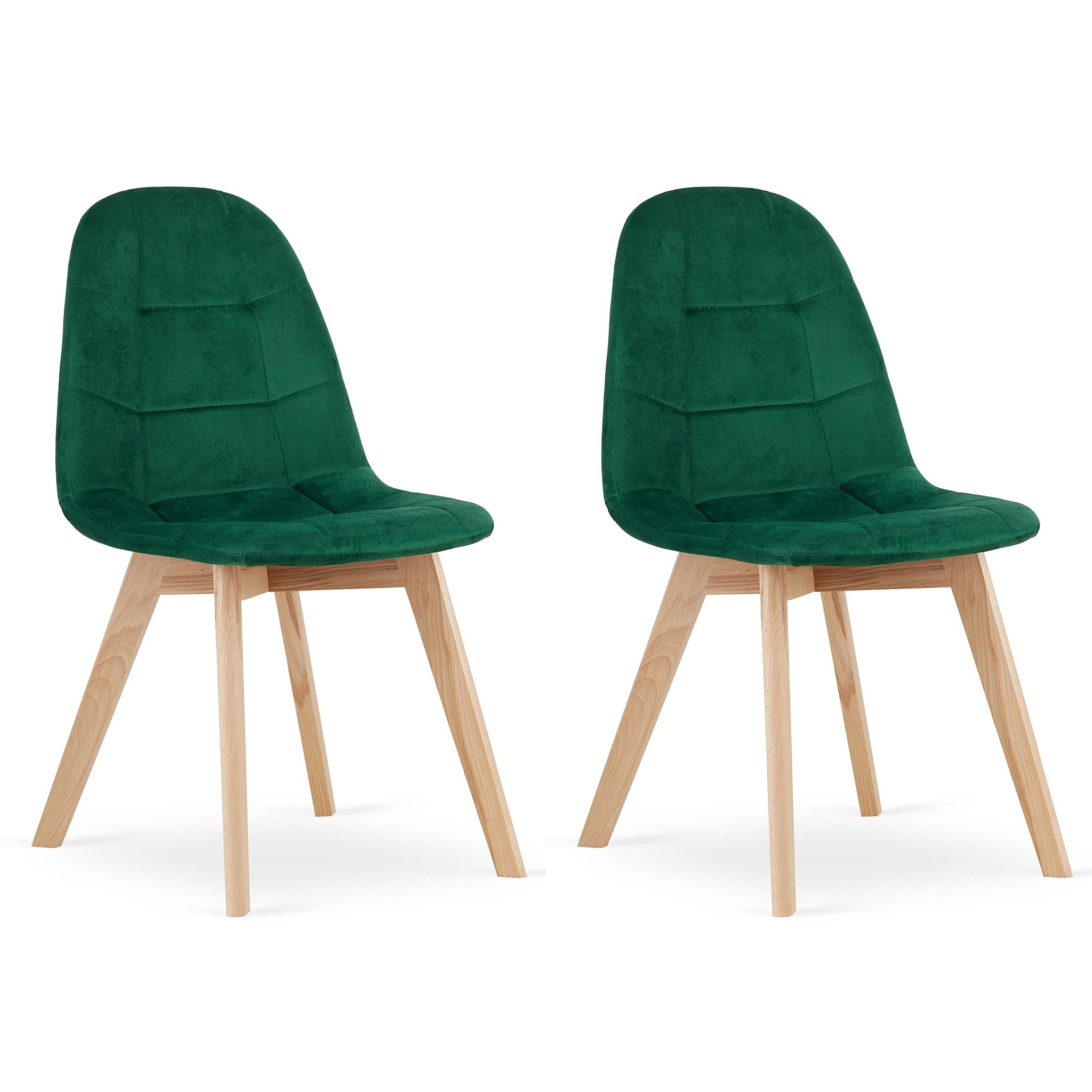 STUHL SORANO 2-er Set, Grün, mit Samtstoff gepolstert - Grün, Holz/Textil (45/82/54cm) - Komodee