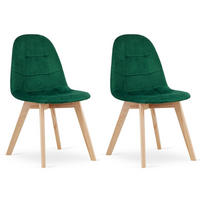 STUHL SORANO 2-er Set, Grün, mit Samtstoff gepolstert - Grün, Holz/Textil (45/82/54cm) - Komodee