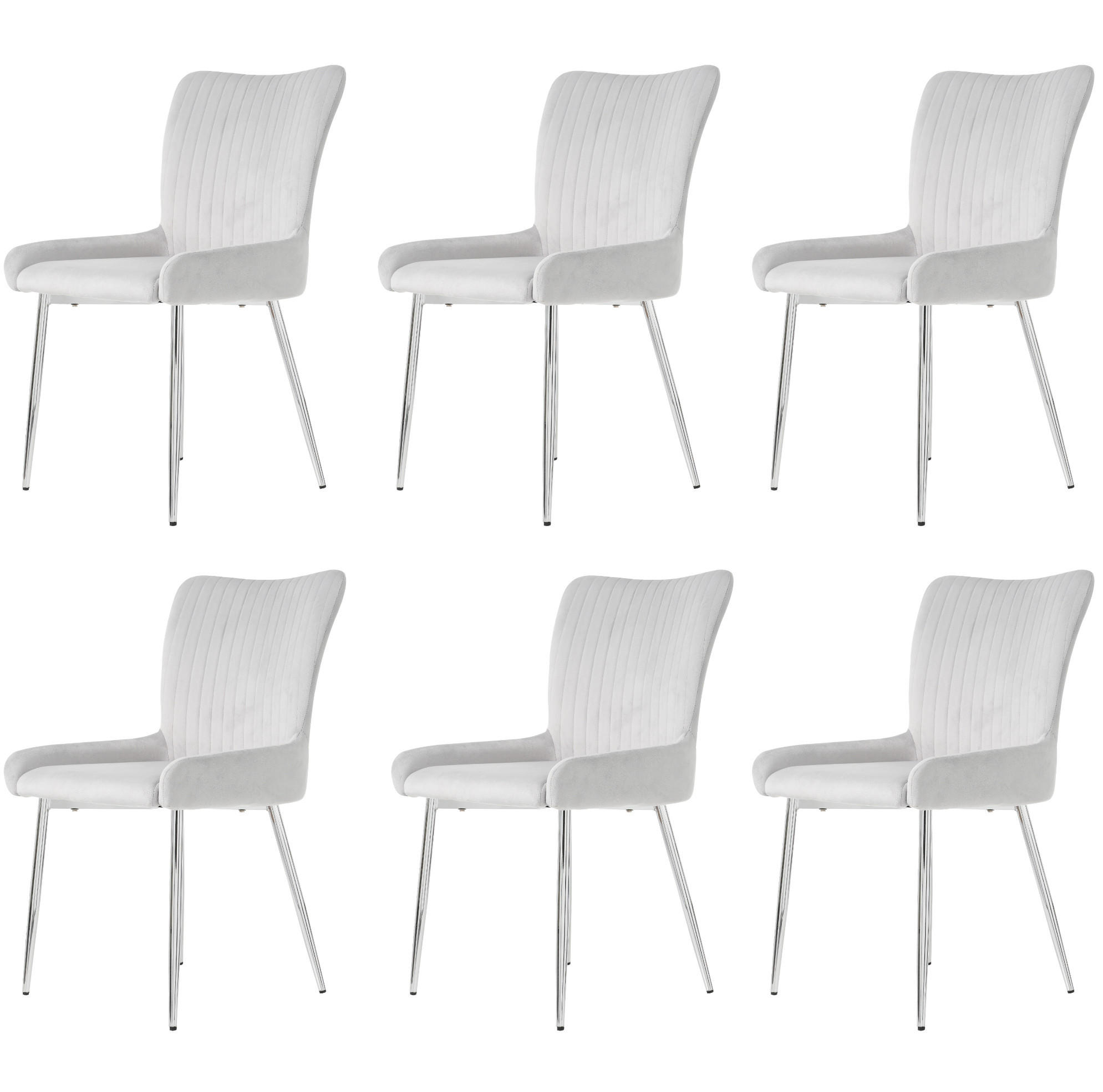ESSZIMMERSTUHL mit Metallbeinen Samt Grau 6er-Set - Grau, Metall (47/85/58.2cm) - Meubliv