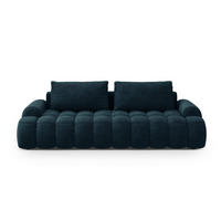 AUSKLAPPBARES-SOFA mit Bettkasten Linz aus Samt petrol 4 Sitzplätze - Petrol, Textil (100/84/250cm) - Cosmopolitan Design