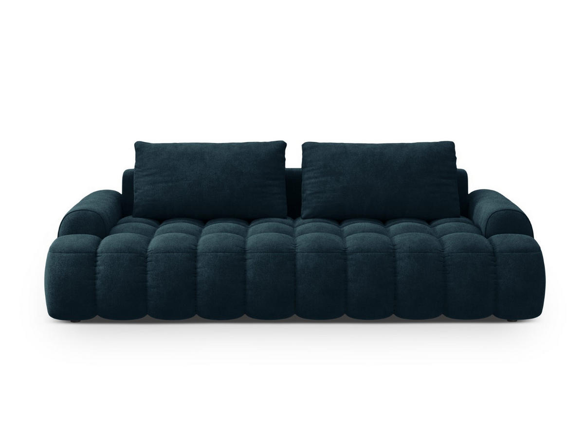 AUSKLAPPBARES-SOFA mit Bettkasten Linz aus Samt petrol 4 Sitzplätze - Petrol, Textil (100/84/250cm) - Cosmopolitan Design