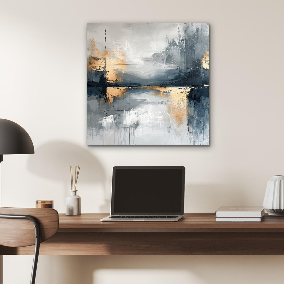KOVOVÝ OBRAZ Umenie - sivé - zlaté - abstraktné 50x50 cm - tmavosivá, kov (50/50cm) - MuchoWow
