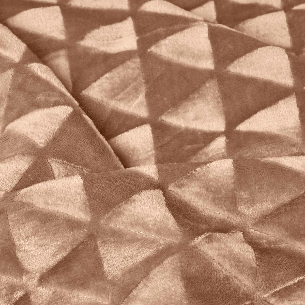 KUSCHELDECKE Sherpa 200/230 cm, Samtdecke mit Dreieckmuster - Hellbraun, Textil (200/230cm) - Homescapes