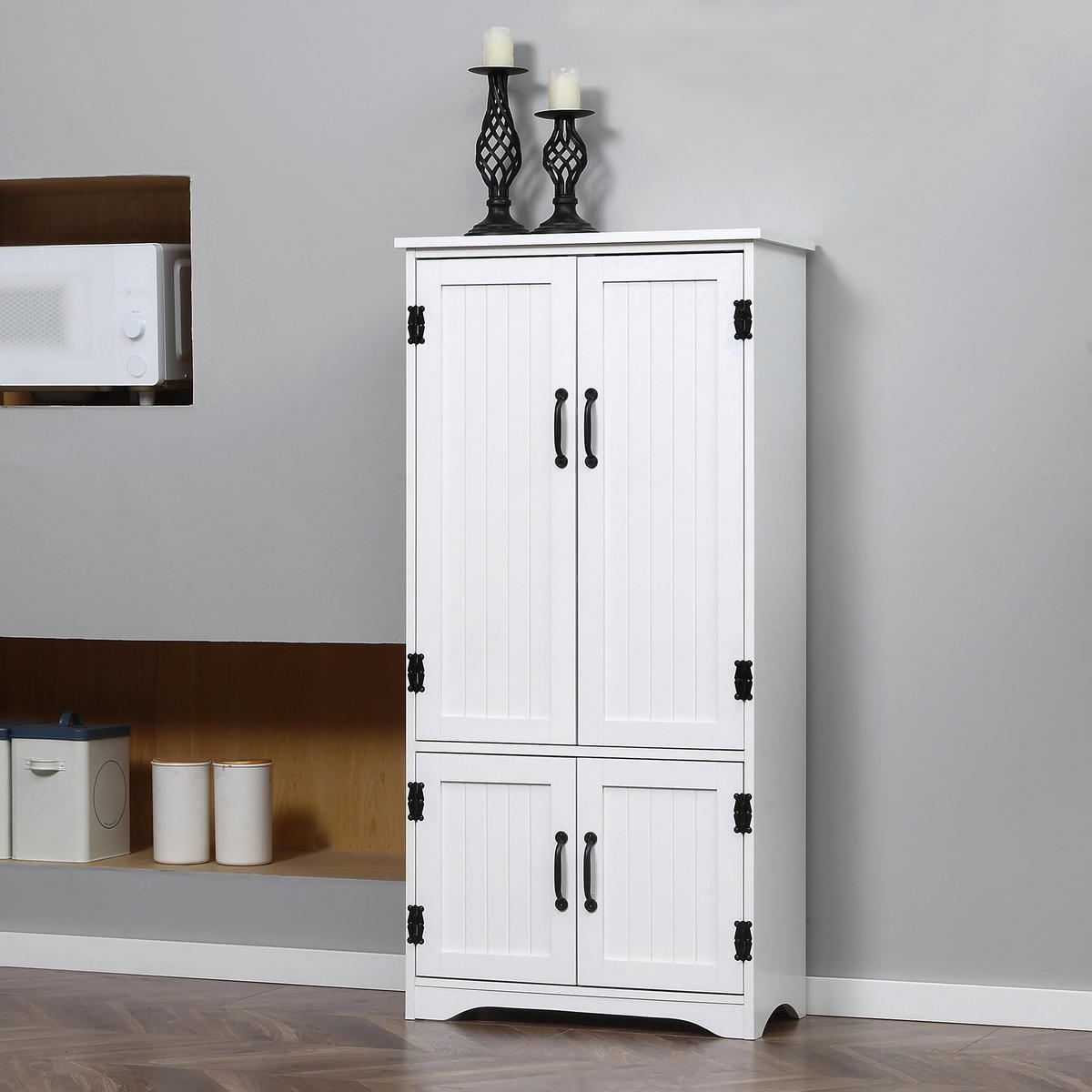 HIGHBOARD DE-10982 2 Türen & 3 verstellbare Böden Weiß - Weiß, Holzwerkstoff (30/123/60cm) - ComfortXL