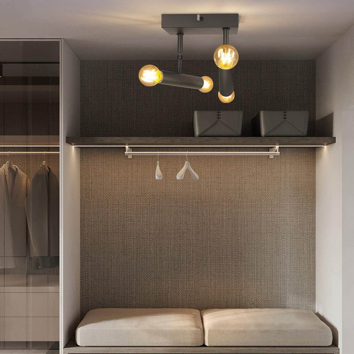 DECKENSTRAHLER Flammira 15/14.5/15 cm - Schwarz, Metall (15/15/14.5cm) - ZMH