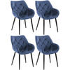 ARMLEHNENSTUHL 4er Set Samt Blau - Blau/Schwarz, Textil/Metall (58/83/62cm) - CLP