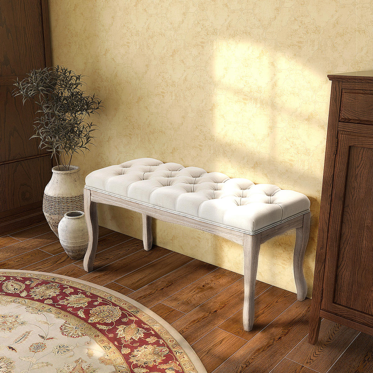 POLSTERBANK Beige - Beige, Holz/Textil (110/48/40cm) - Jamb