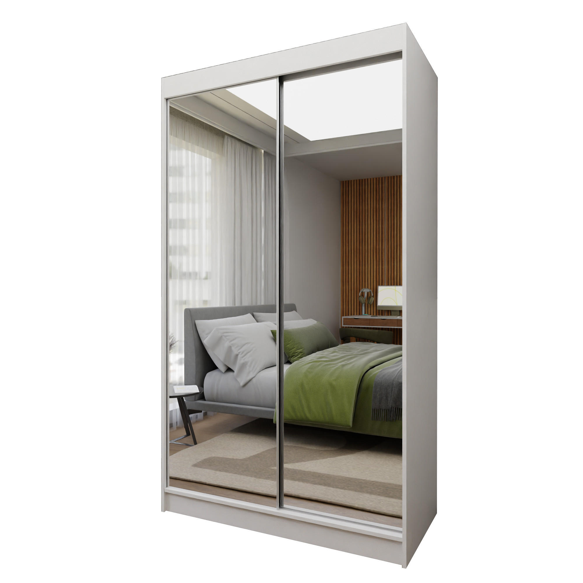 Masseno Schwebetürenschrank Weiß 120x216x61 cm