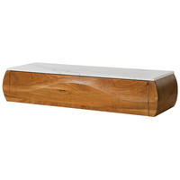 LOWBOARD Akazie 124x40x25 natur lackiert / Marmor weiß MONTREAL #132 - Naturfarben, Holz (124/25/40cm) - Massivmoebel24