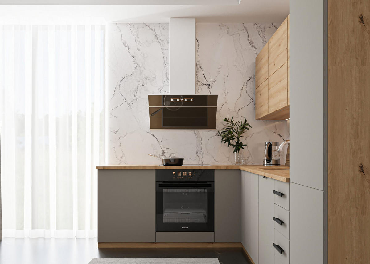 WINKELKÜCHE 330 x 210 cm Aspen K53-M330 - Beige/Eiche Artisan, Holz (330/212/210cm)