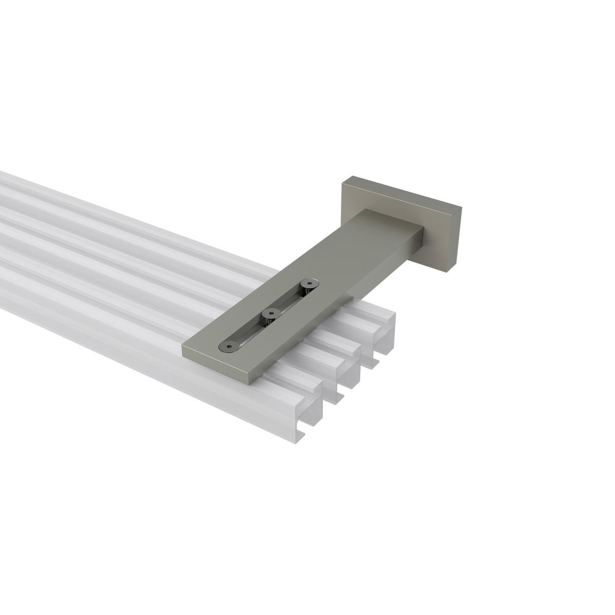 TRÄGER FÜR GARDINENSTANGEN INNENLAUF 20x20 mm, Quadline (Multi) Langloch 1 bis 3-läufig, Satin-Silber - Silberfarben, Metall (15.9/3.2/6.6cm) - INTERDECO